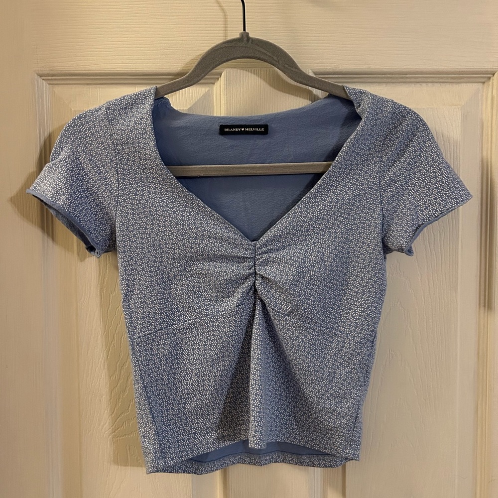 brandy melville blue floral top